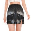 Raccoon Portrait Print Side Slit Mini Skirt