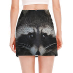 Raccoon Portrait Print Side Slit Mini Skirt