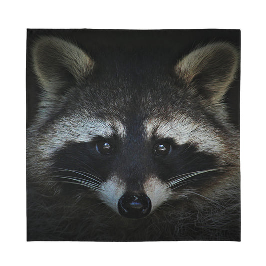 Raccoon Portrait Print Silk Bandana
