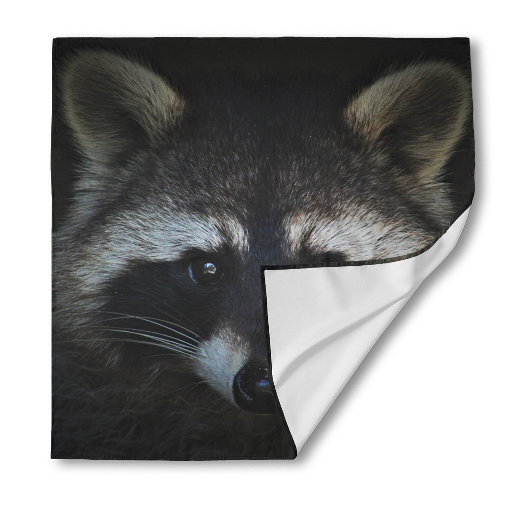Raccoon Portrait Print Silk Bandana