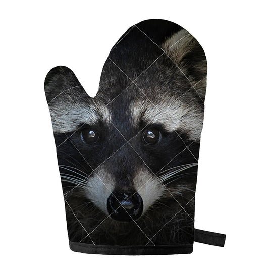 Raccoon Portrait Print Single Oven Mitt