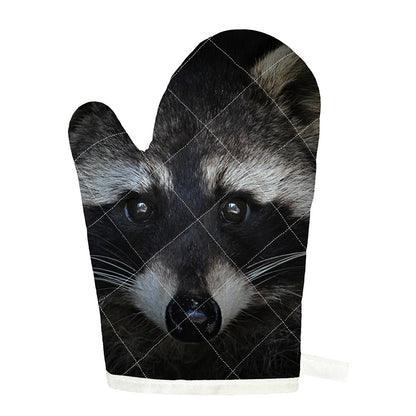 Raccoon Portrait Print Single Oven Mitt