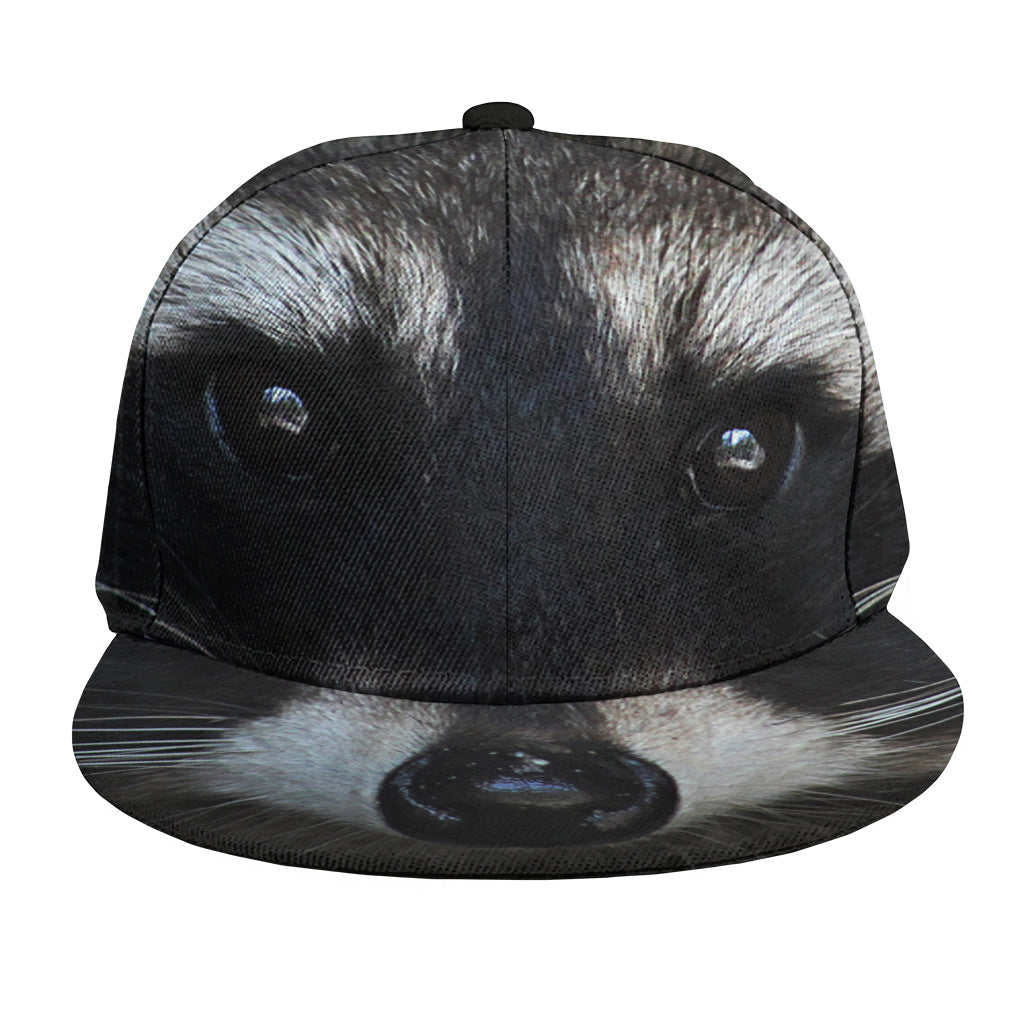 Raccoon Portrait Print Snapback Cap