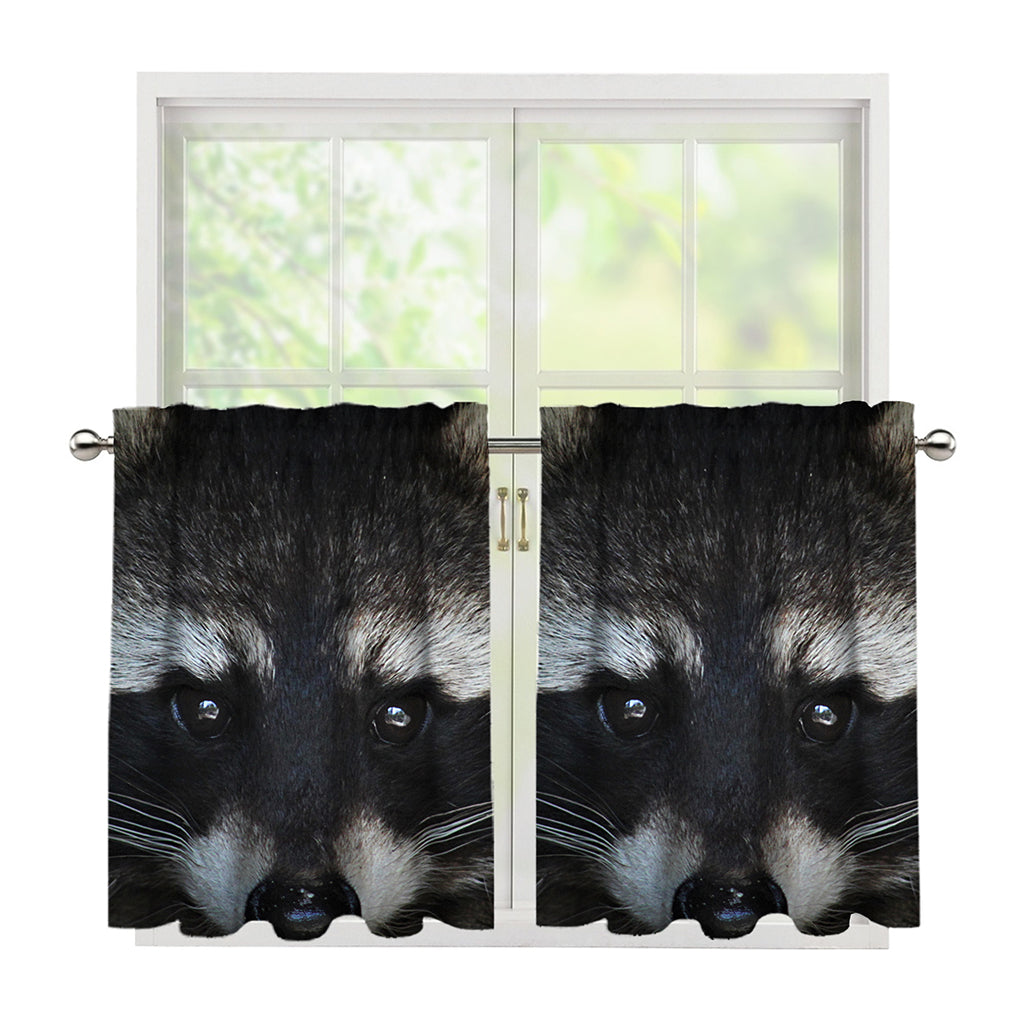 Raccoon Portrait Print Tier Curtains