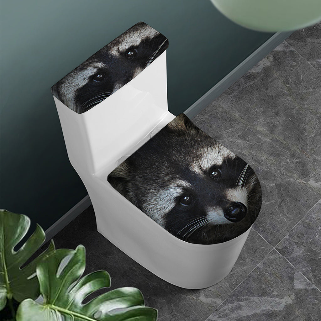 Raccoon Portrait Print Toilet Lid And Tank Cover Set