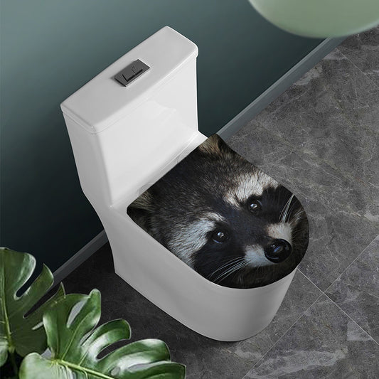 Raccoon Portrait Print Toilet Lid Cover