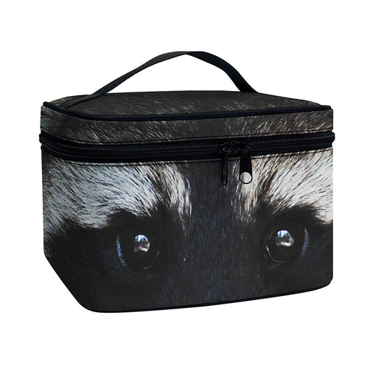 Raccoon Portrait Print Travel Makeup Bag