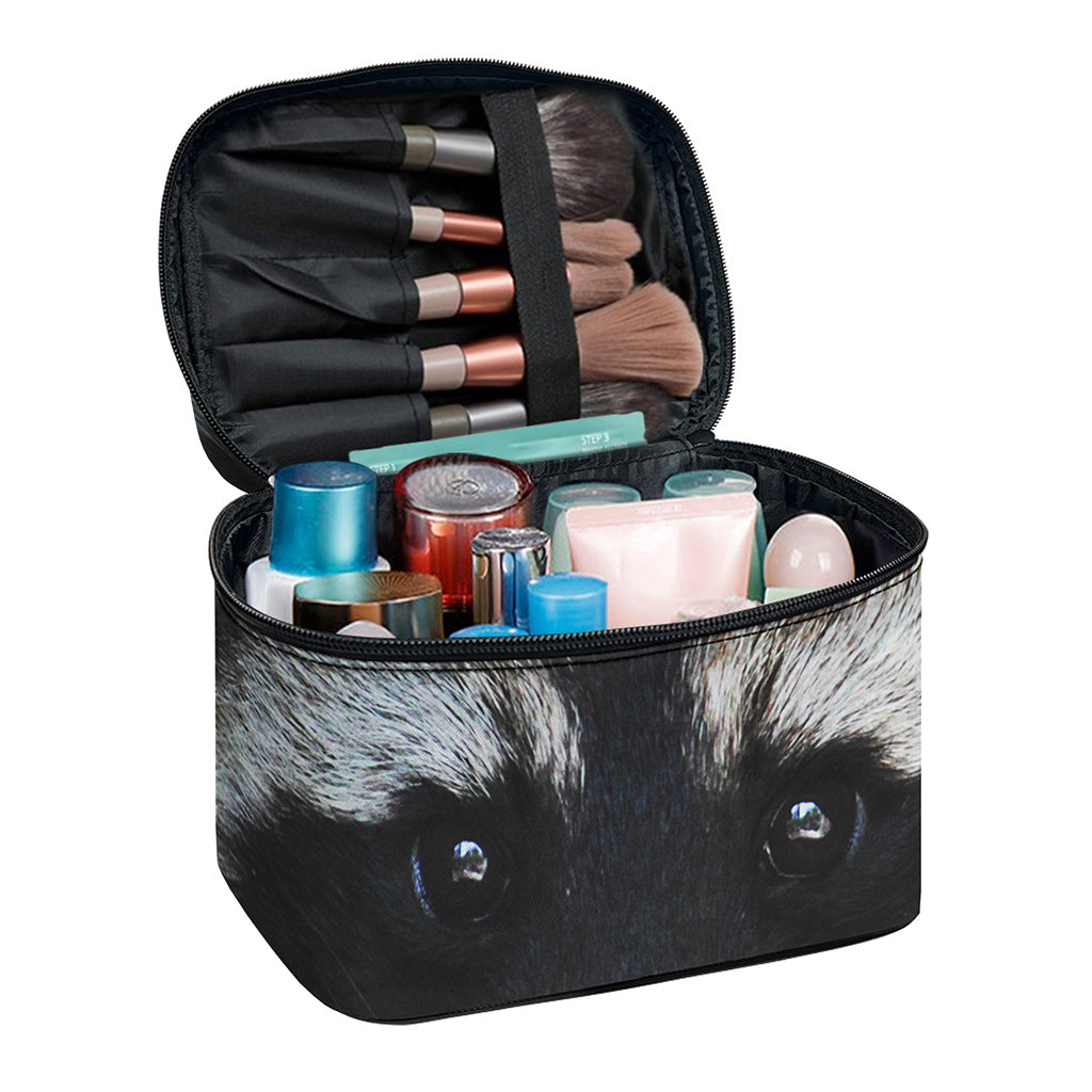 Raccoon Portrait Print Travel Makeup Bag