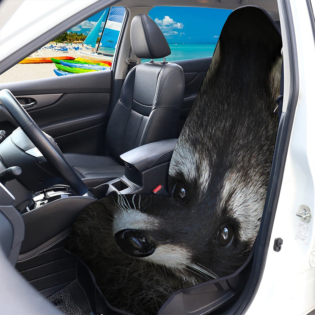 Raccoon Portrait Print Waterproof Car Seat Cover