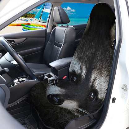 Raccoon Portrait Print Waterproof Car Seat Cover