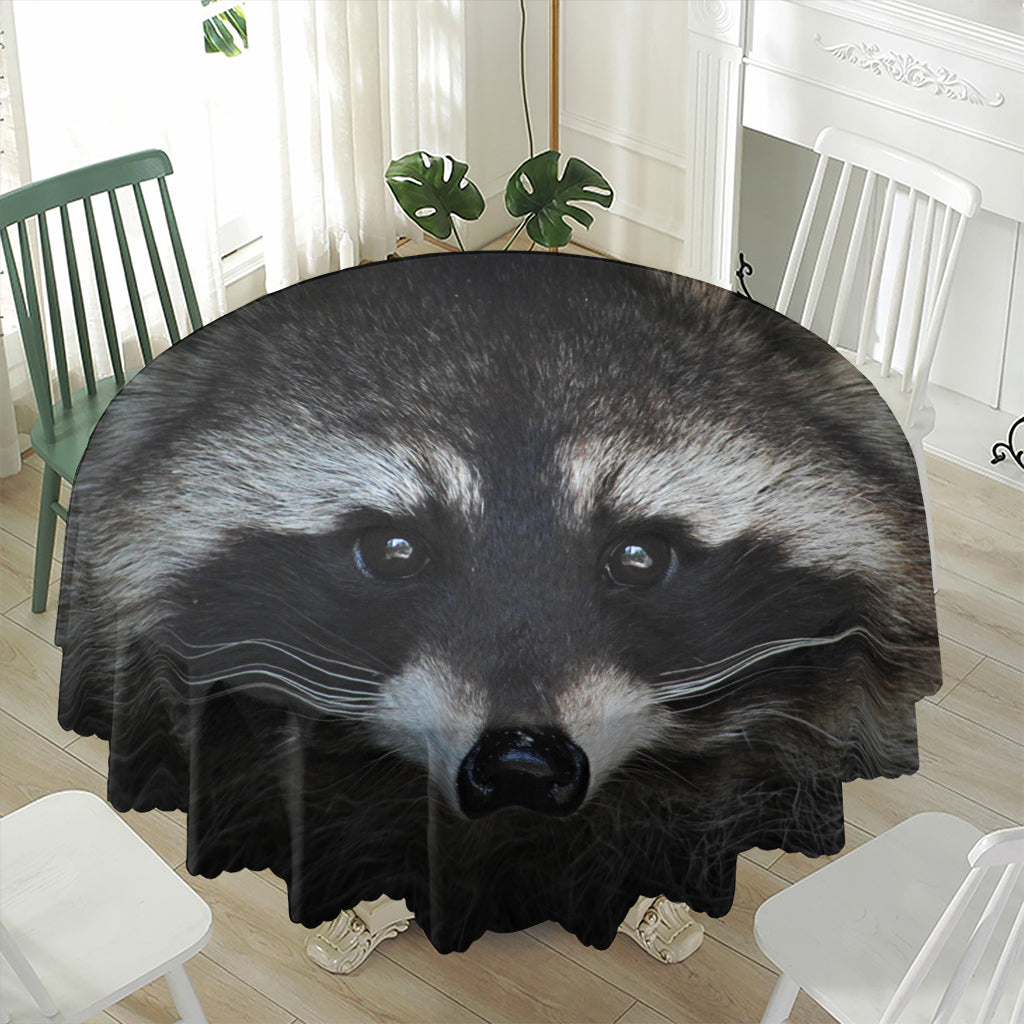 Raccoon Portrait Print Waterproof Round Tablecloth