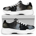 Raccoon Portrait Print White Chunky Shoes