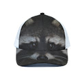 Raccoon Portrait Print White Mesh Trucker Hat