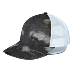 Raccoon Portrait Print White Mesh Trucker Cap