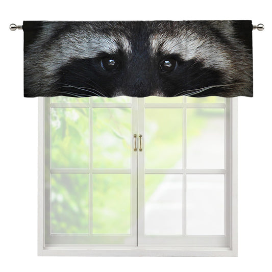 Raccoon Portrait Print Window Valance