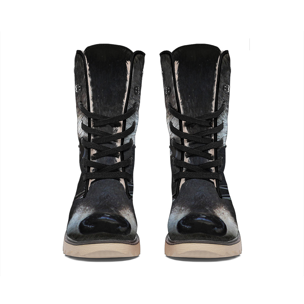 Raccoon Portrait Print Winter Boots