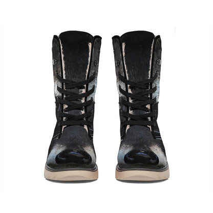 Raccoon Portrait Print Winter Boots