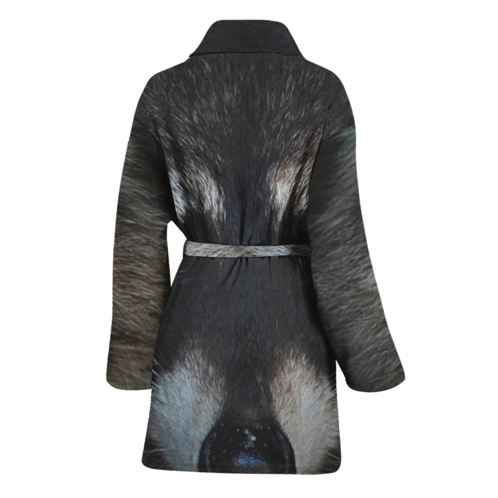 Raccoon Portrait Print Women's Bathrobe