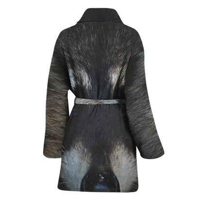 Raccoon Portrait Print Women's Bathrobe
