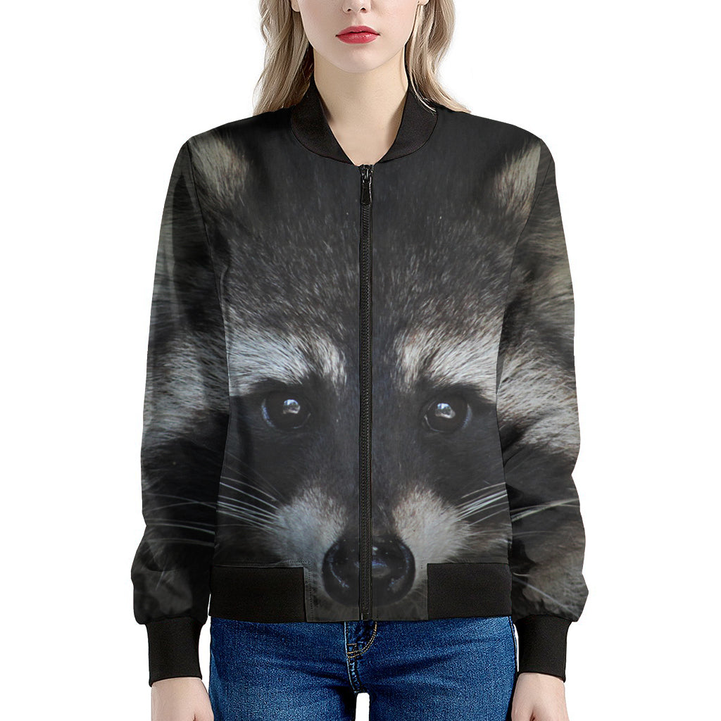 Raccoon Portrait Print Women's Bomber Jacket