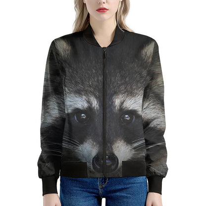 Raccoon Portrait Print Women's Bomber Jacket