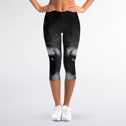 Raccoon Portrait Print Women's Capri Leggings