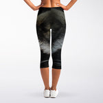 Raccoon Portrait Print Women's Capri Leggings