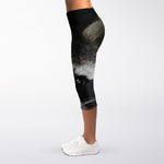 Raccoon Portrait Print Women's Capri Leggings