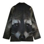 Raccoon Portrait Print Women's Cotton Blazer