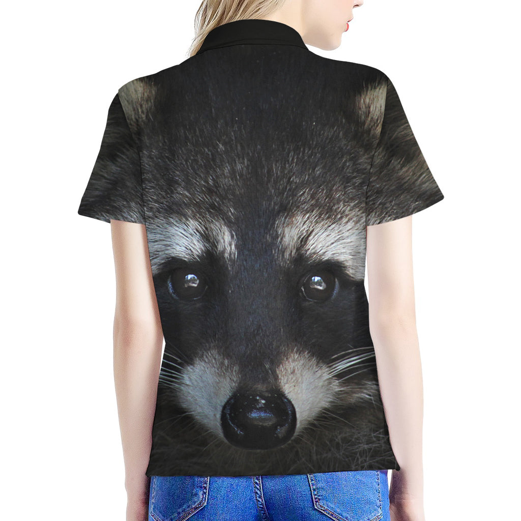 Raccoon Portrait Print Women's Polo Shirt