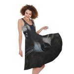 Raccoon Portrait Print Women's Sleeveless Dress