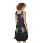 Raccoon Portrait Print Women's Sleeveless Dress