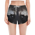 Raccoon Portrait Print Women's Split Running Shorts