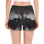 Raccoon Portrait Print Women's Split Running Shorts