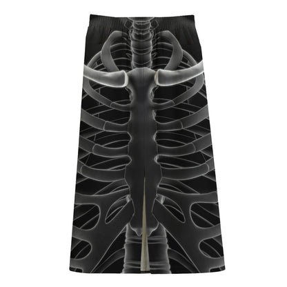 Radiologist X-Ray Film Print Cotton Front Slit Maxi Skirt