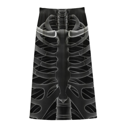 Radiologist X-Ray Film Print Cotton Front Slit Maxi Skirt