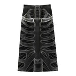 Radiologist X-Ray Film Print Cotton Front Slit Maxi Skirt