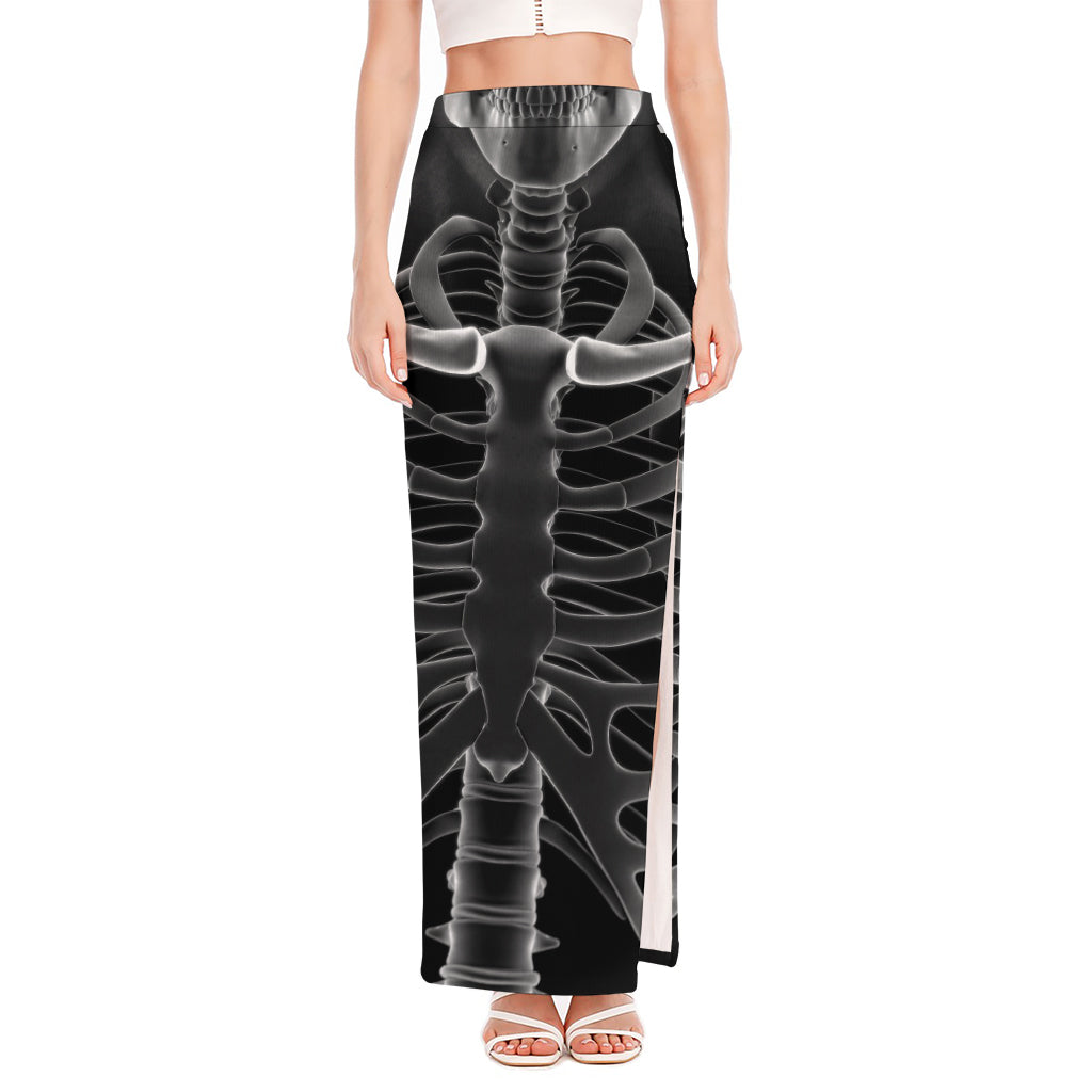 Radiologist X-Ray Film Print High Slit Maxi Skirt