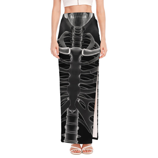 Radiologist X-Ray Film Print High Slit Maxi Skirt