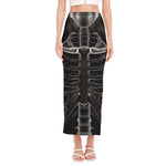 Radiologist X-Ray Film Print Side Slit Maxi Skirt