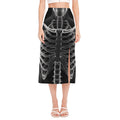 Radiologist X-Ray Film Print Side Slit Midi Skirt