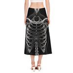 Radiologist X-Ray Film Print Side Slit Midi Skirt