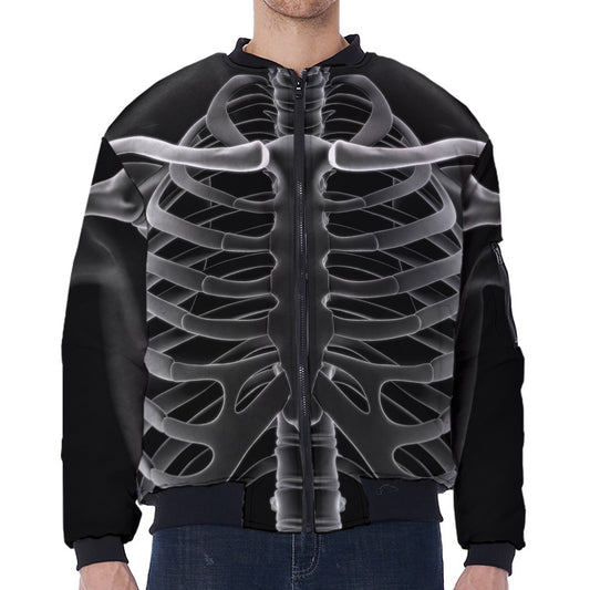 Radiologist X-Ray Film Print Zip Sleeve Bomber Jacket
