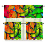 Rainbow Butterfly Pattern Print 3 Piece Kitchen Curtains