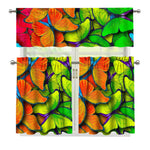 Rainbow Butterfly Pattern Print 3 Piece Kitchen Curtains