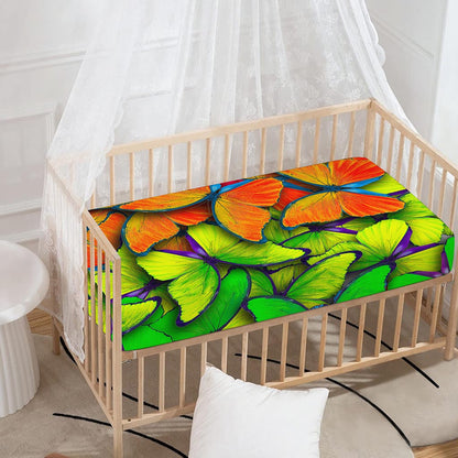 Rainbow Butterfly Pattern Print Baby Crib Sheet