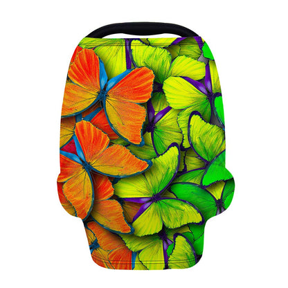 Rainbow Butterfly Pattern Print Baby Seat Cover