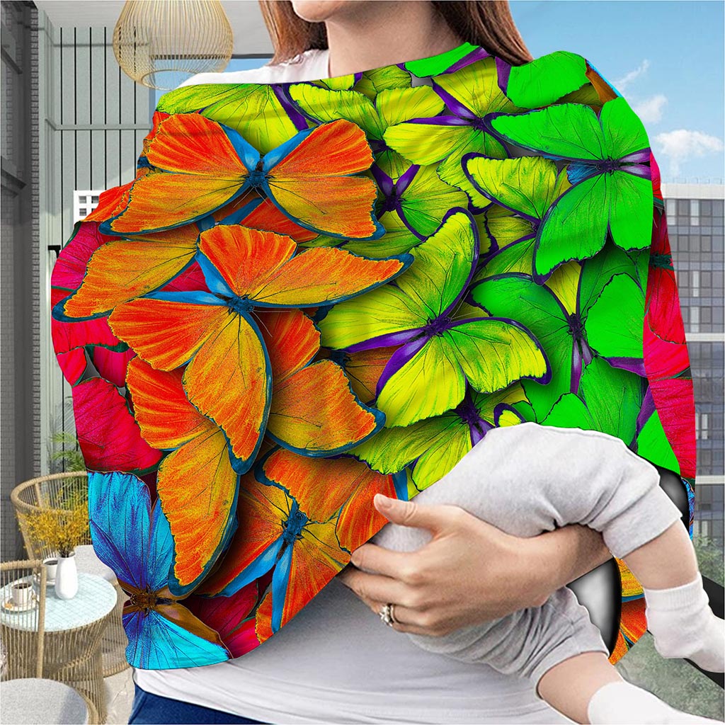 Rainbow Butterfly Pattern Print Baby Seat Cover