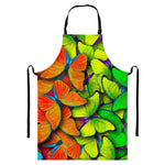 Rainbow Butterfly Pattern Print Bib Apron With Pocket