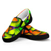 Rainbow Butterfly Pattern Print Black Slip On Sneakers